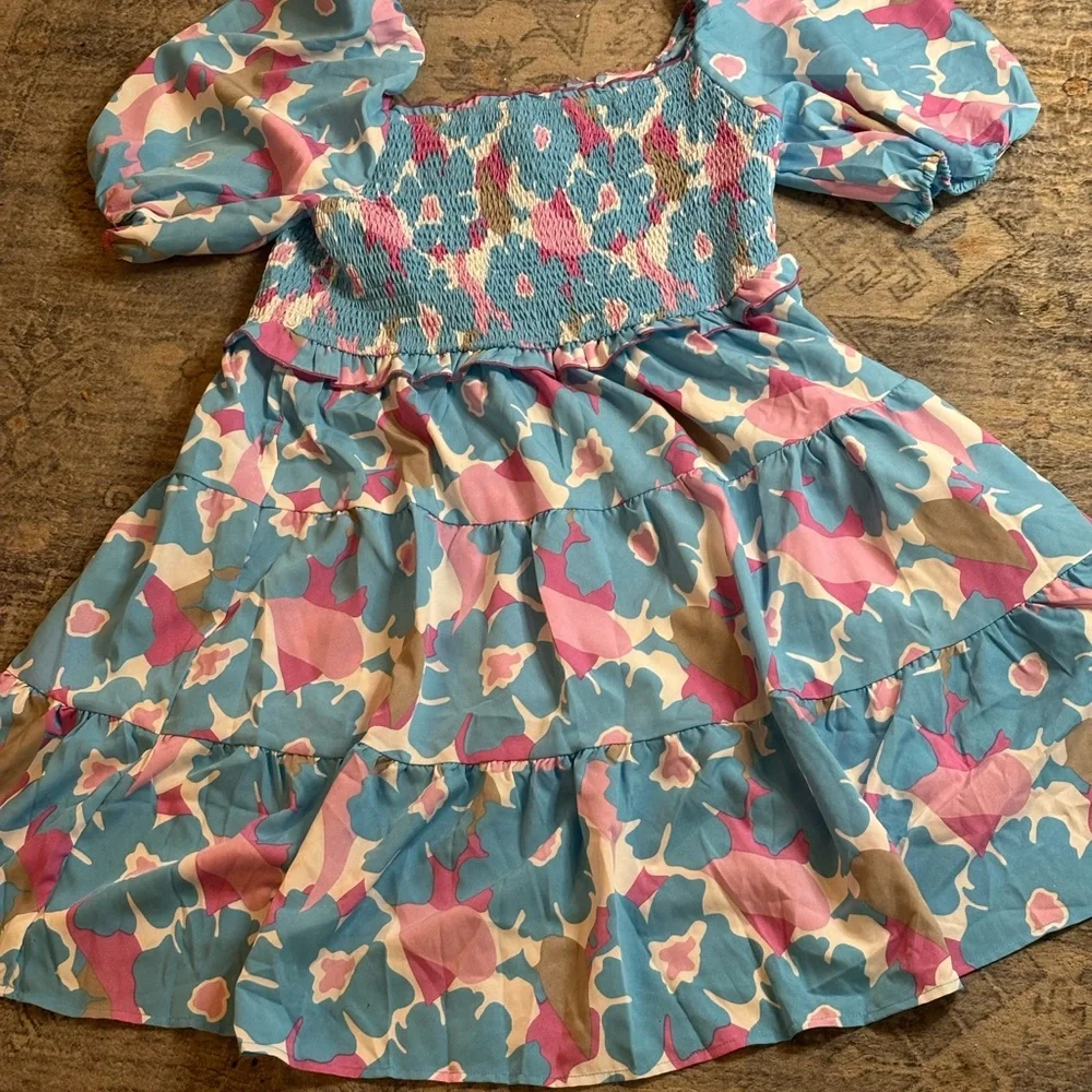 Umgee Boho Cottagecore Peasant Smocked Floral Dress Women’s Plus Size 1XL NWT - Picture 5 of 6
